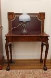 Chippendale Folding Game Table with Leathered Top