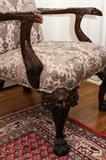 Heavily Carved Griffin Motif Armchair (Lion on Legs, Eagle on Arms)