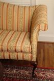 Queen Anne Upholstered Camel Back Sofa
