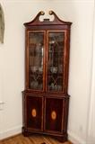 Sheraton Style Corner Curio Cabinet