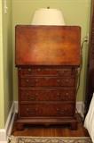 Burled Walnut Bachelors Chest with Fold Out Writing Shelf (Pair)