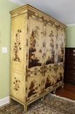 Mid 19th Century Chinoiserie Triple Wardrobe
