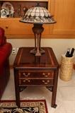 Chinese Chippendale Lamp Table & Contemporary Stained Glass Lamp