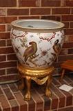 Oriental Fishbowl Vase on Stand