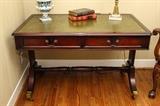 Trestled Writing Desk with Leathered Top