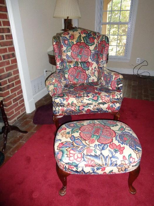 Wing Back Chair & Ottoman