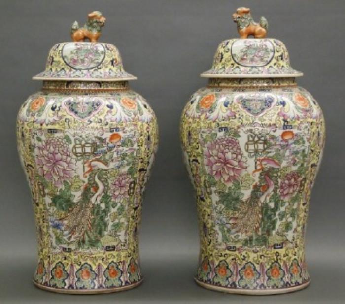Chinese Polychrome Covered Jars