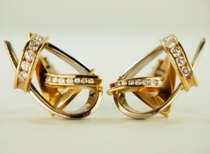 Estate Diamond & Gold Earrings