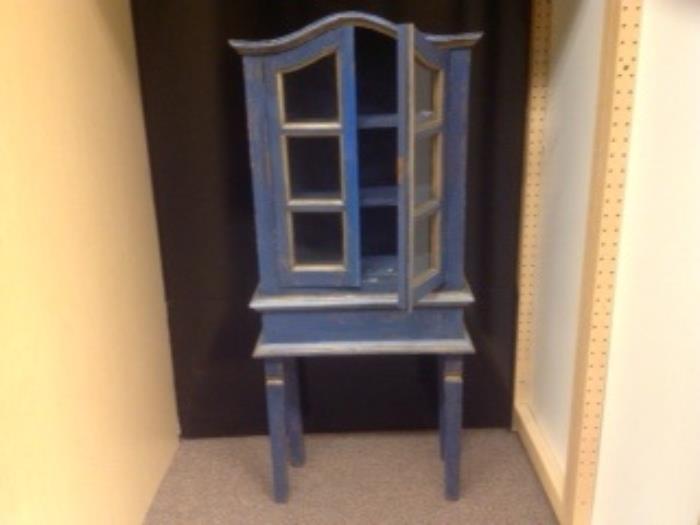 Cute blue curio cabinet -53"high x24"wide - $50