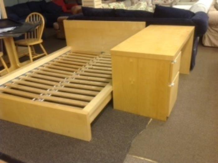 IKEA full bed frame/ headboard and desk - sultan Lade collection- desk is 29" width 55" length and 25.5 deep - $80 for both or $50 each