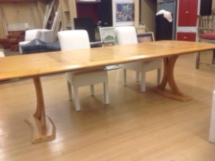 Large dining table with two extensions as shown - $100 - Chairs pictured are also for sale separately 