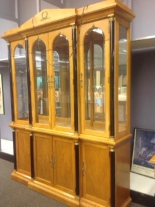 Thomasville dining buffet cabinet and glass hutch- part of set - set priced at $5000