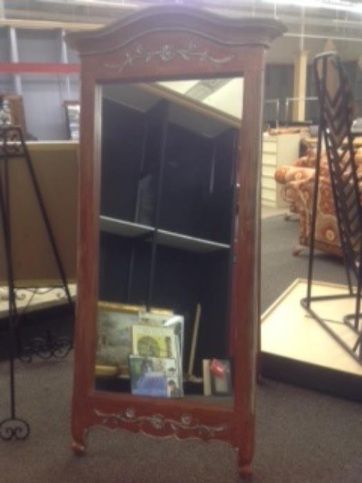 Large standing hand painted carved mirror -$395