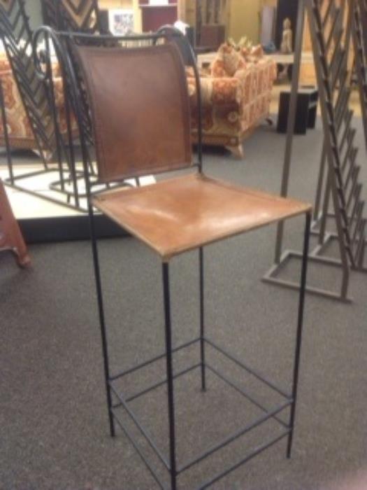 Leather and iron barstool - $30