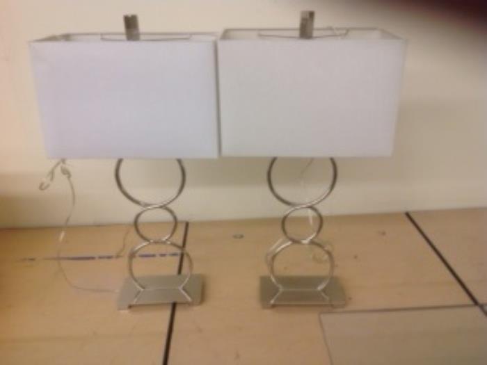 Pair modern silver base lamps -$60