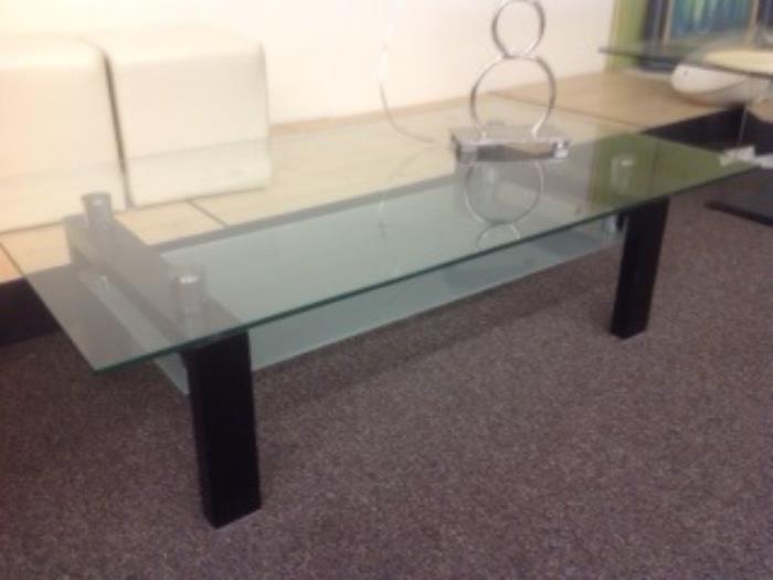 Glass top coffee table with espresso color legs -$50