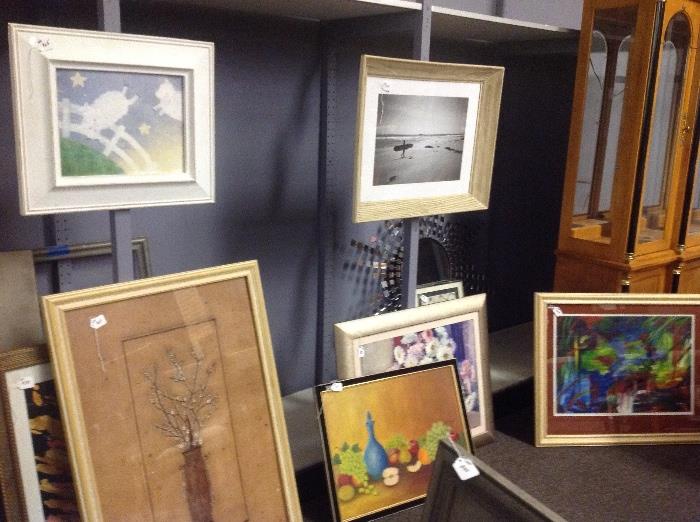 Lots of framed art. Original and prints. Great deals! 