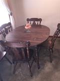 TWO Walnut Dining tables with chairs.