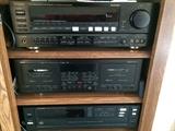 Yamaha Natural Sound Stereo Double Cassette Deck w/ Remote, #KX-W952 RS, Optimus Digital Synthesized A/V Surround Receiver w/ Remote, #STAV-3250, and Optimus #CD-6200 Five Disc Automatic Changer w/ Remote
 
 
 
