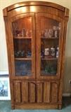 China Cabinet, Lights Up. Beer Steins, Glassware and Figurines