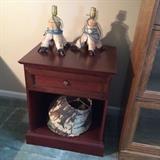 Deer Hooves Lamp Bases (2) w/ Rawhide Photo Shades (Vintage) and Bombay Co. Haberdasher Side Table w/ Drawer
 
 