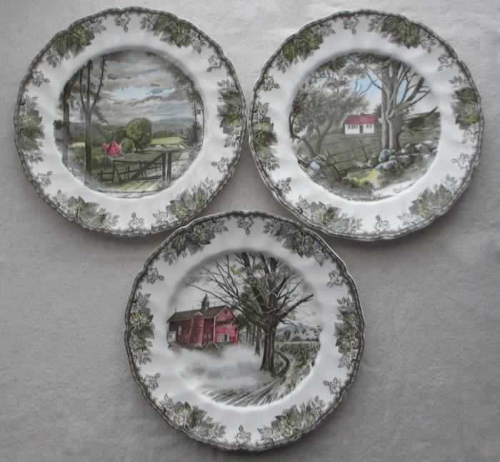 (3) Johnson's Brothers "Friendly Village" China Dinner Plates