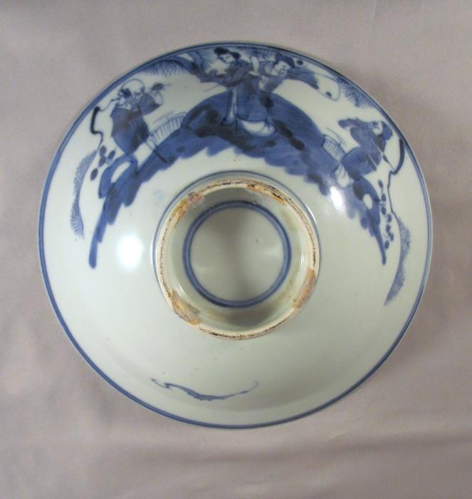 Antique Chinese Blue & White Porcelain Bowl from Kangxi Period (Qing Dynasty)