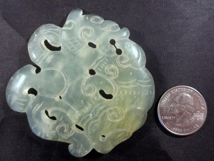 Carved Chinese Mythical Dragon Pendant or Amulet 