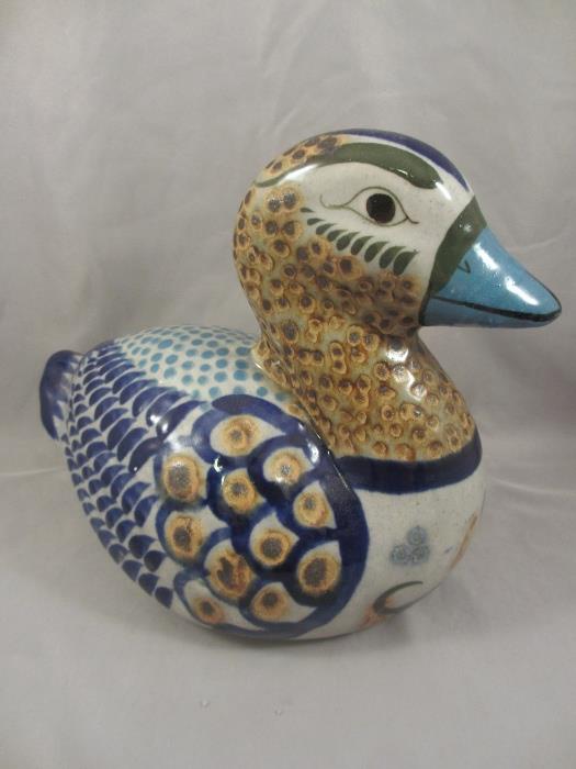 Signed Ken Edwards Mexican Tonala Pottery Duck  
