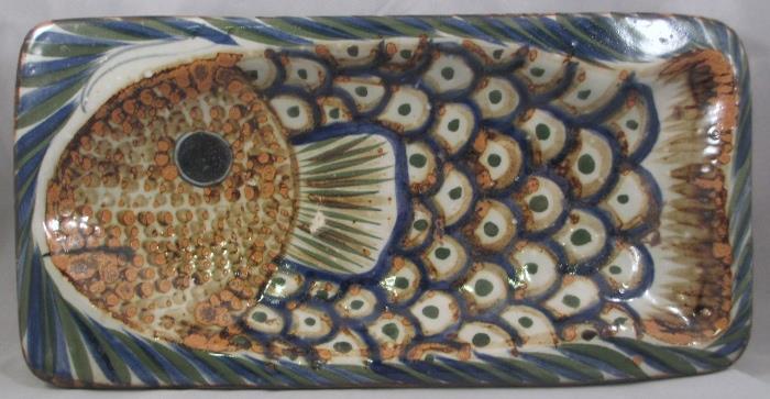 Large Simeon Galvan (Signed) Tonala Pottery Fish Platter