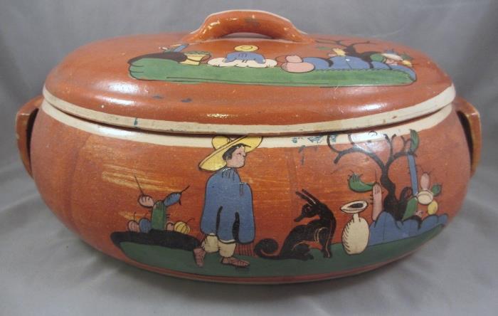 Vintage Mexican Tlaquepaque Pottery Tureen 