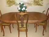 Table w/two leaves and four chairs by Hickory Chair, Hickory, N.C.