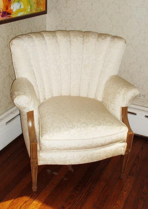 pair of off white upholstered chairs