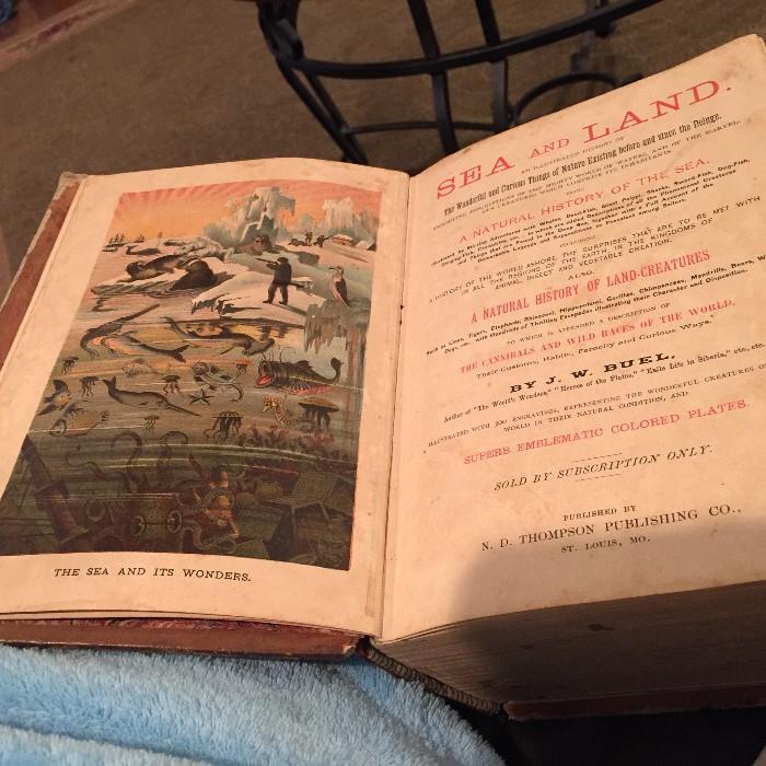 1887 1st edition of J.W. Buel "Sea and Land"-   contains 300 plates of "cannibals and wild races of the world"--Fascinating book!