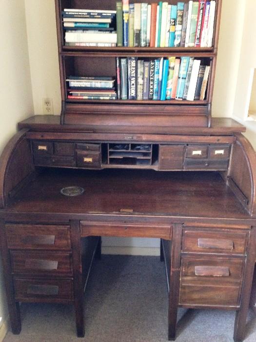 Mahogany roll top desk and lawyers cases