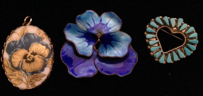 blue enameled pansy center by David Andersen Norway 