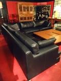 BLACK LEATHER 2 PC SECTIIONAL SOFA
