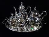 STERLING SILVER 5 PC TEA AND COFFEE SET, OVER 2900 GRAMS STERLING