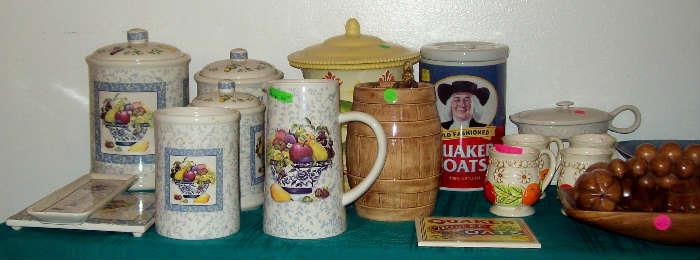 Cannister set and cookie jars.