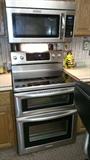 Stainless steel double oven and microwave