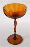 Mid Century Amber Glass Compote - 22.00
