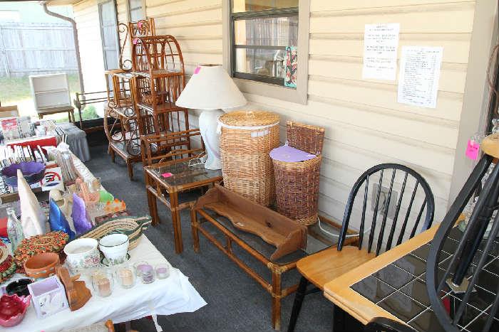 Rattan Shelves, Rattan Coffee and End Table, Kitchen Table and 4 Chairs