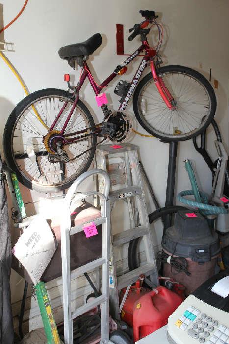 Youth Bike, Step Stool, Small Ladder, Gas Cans, Shop Vac, Hand Truck