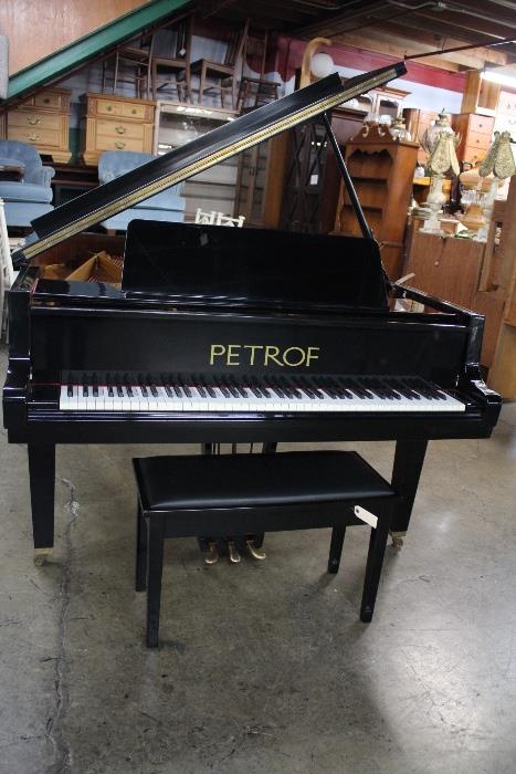 A19#2 Petrof 1985 Grand Piano 6’5’’ Black Laquer Finish Minor Scratches on Lid Condition of 9/10 #456816