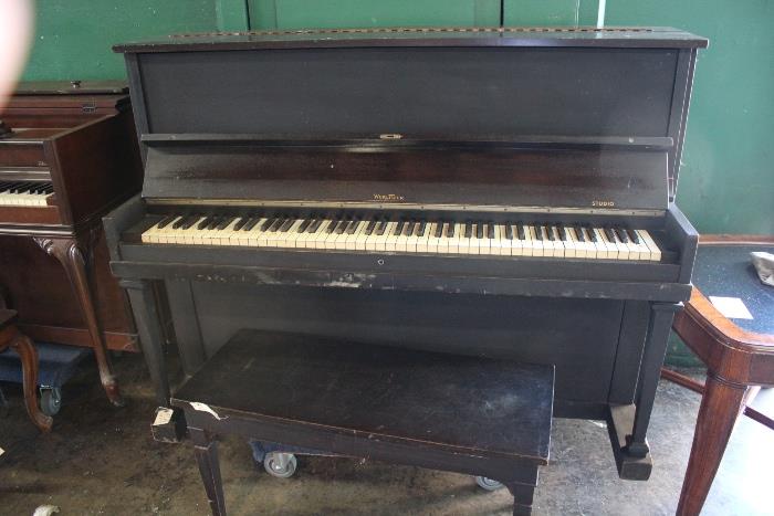G54 #6 Wurlitzer 45” 1925 Studio Upright Piano 8finish & keys rough* #67554 Condition of 6