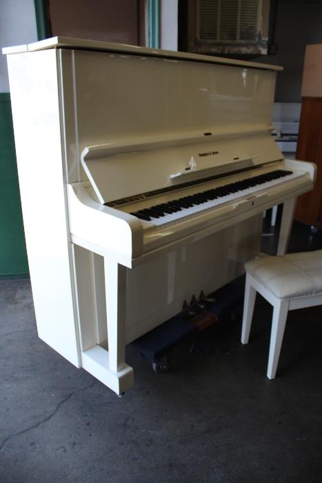 A54 #7 Schafer & Sons by Samick Model VS-52 1988 Hi Gloss Cream Upright Piano 8few small chips* #HHJOO839 Condition of 8