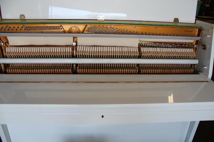 A19 #8 Pearl River 43” 1999 White Laquer Console Piano #399207 Condition of 8