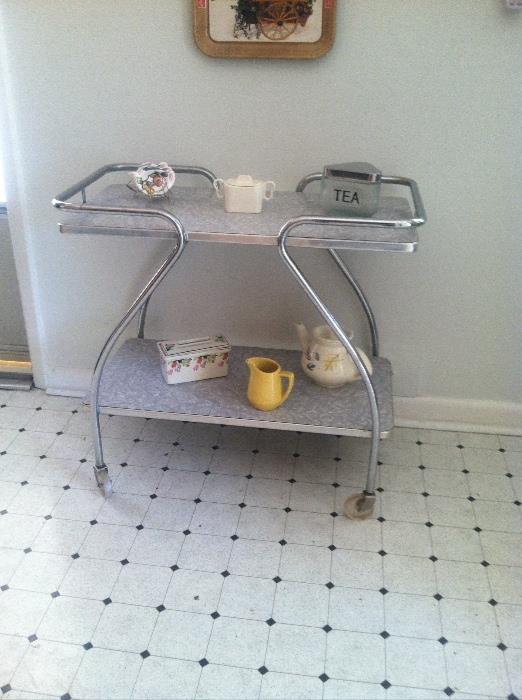 MCM Chrome and Formica Rolling Cart - Kitchen