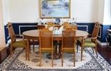 Drexel Heritage dining table with six chairs, two leaves and pads