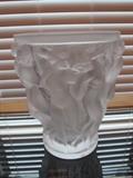 Lalique France frosted crystal “Bacchantes” vase